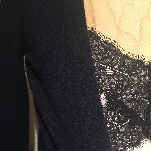 GUC Ruehl No.925 Navy Blue Cashmere Wool Blend V-Neck Cardigan Sweater Size XS - Picture 6 of 8